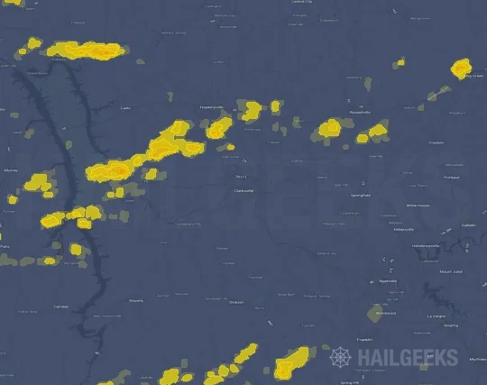 Hail map for Clarksville, TN
