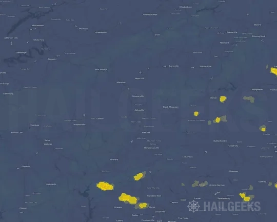 Hail map for Asheville, NC