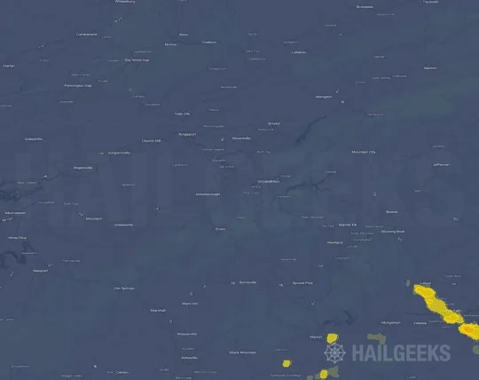 Hail map for Johnson City, TN