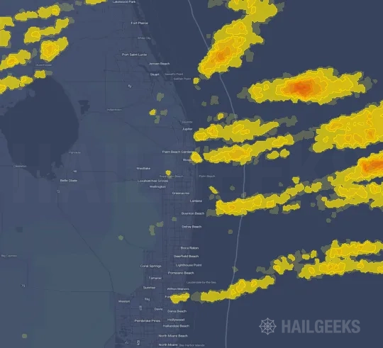 Hail map for West Palm Beach, FL
