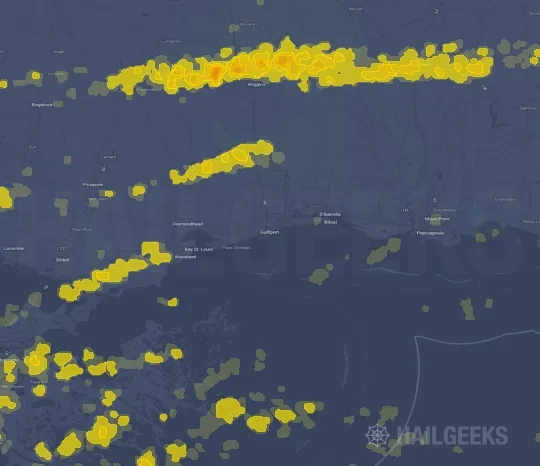 Hail map for Gulfport, MS