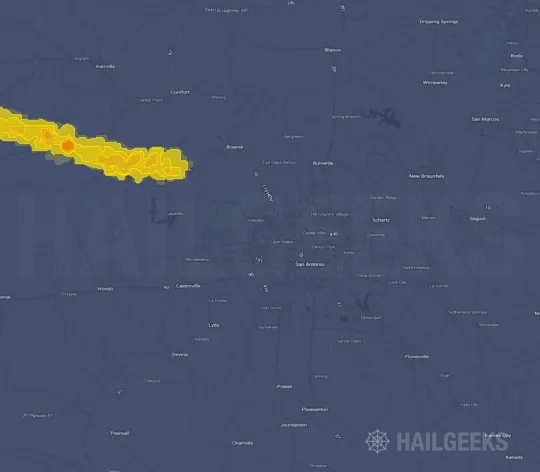 Hail map for San Antonio, TX on May 16, 2024