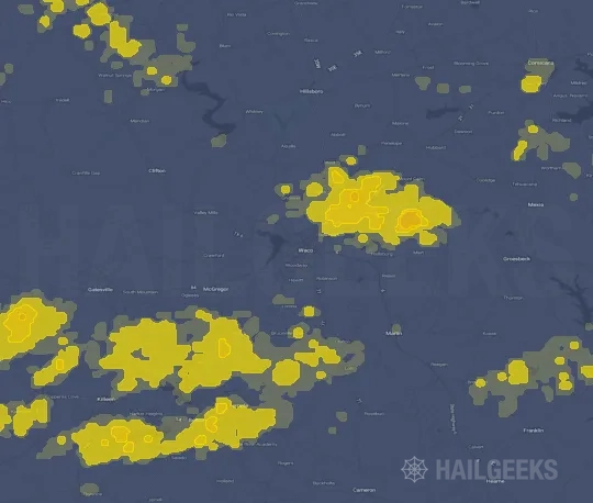 Hail map for Waco, TX