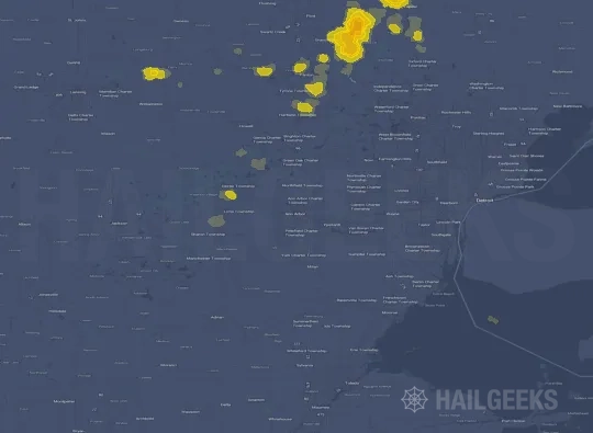 Hail map for Ann Arbor, MI on May 17, 2024