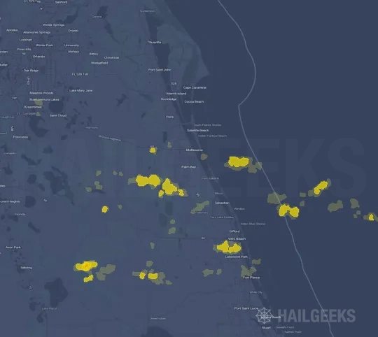Hail map for Palm Bay, FL on May 17, 2024