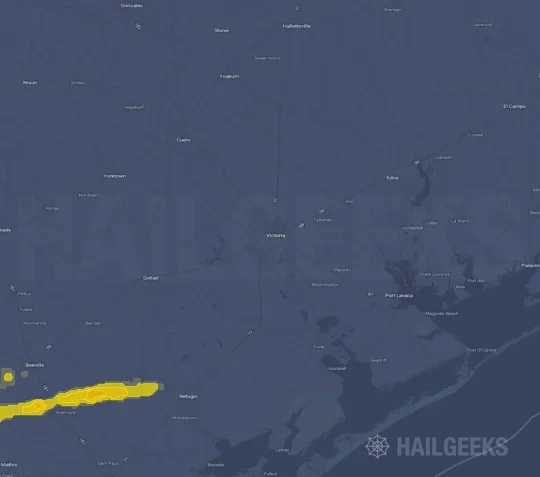 Hail map for Victoria, TX