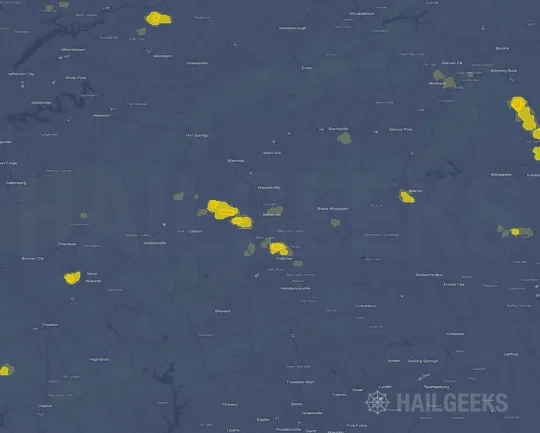 Hail map for Asheville, NC
