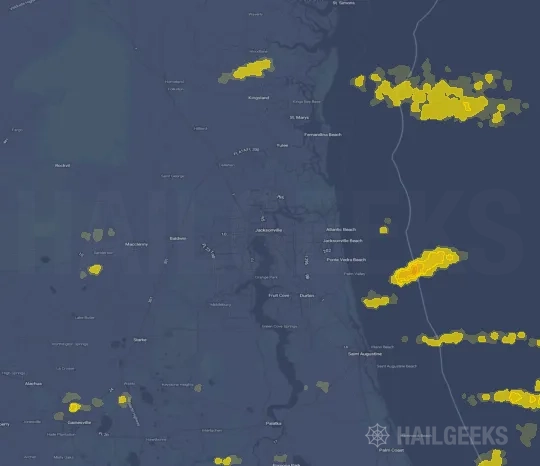 Hail map for Jacksonville, FL