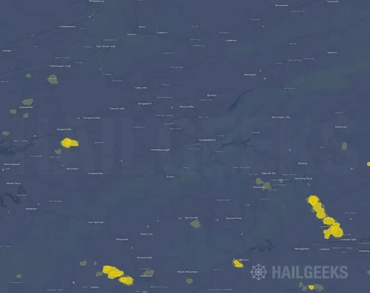 Hail map for Johnson City, TN