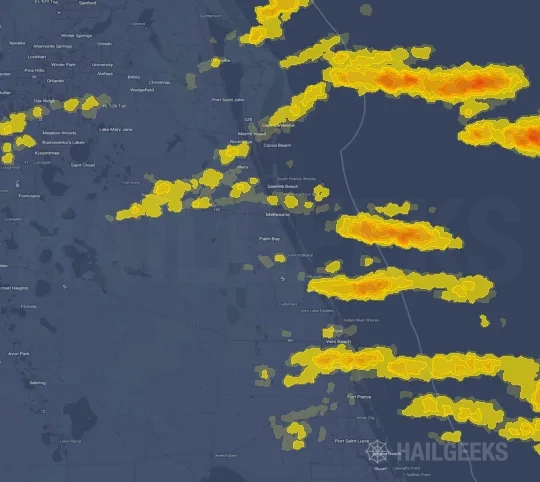 Hail map for Palm Bay, FL