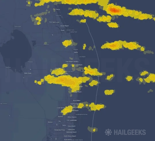 Hail map for West Palm Beach, FL