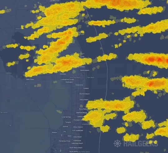 Hail map for West Palm Beach, FL