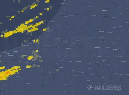 Hail map for South Bend, IN