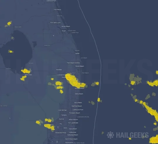 Hail map for West Palm Beach, FL