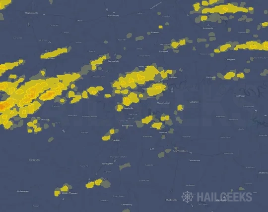 Hail map for Nashville, TN