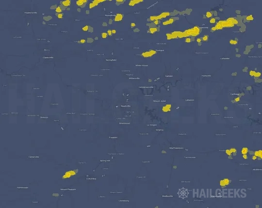 Hail map for Nashville, TN
