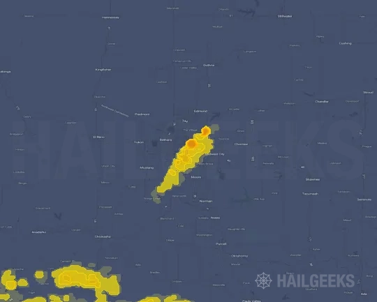 Hail map for Oklahoma City, OK