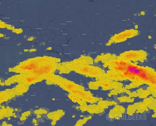Hail map for Little Rock, AR