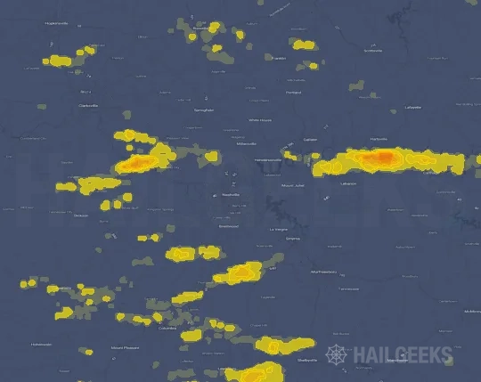 Hail map for Nashville, TN