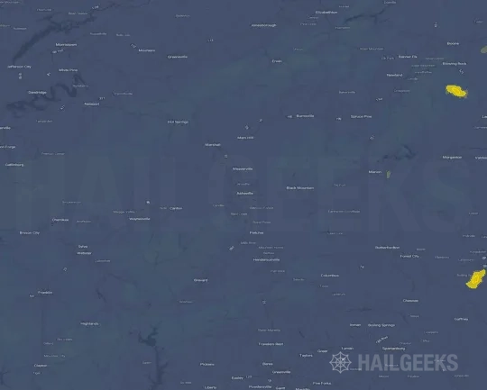 Hail map for Asheville, NC