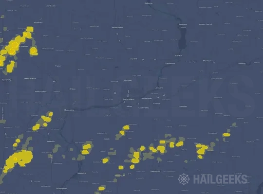 Hail map for Davenport, IA