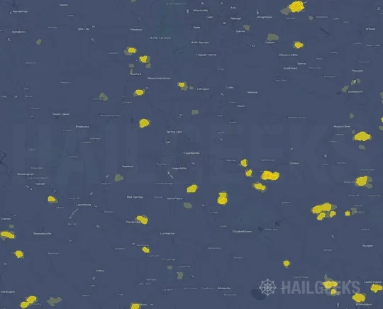 Hail map for Fayetteville, NC on May 25, 2024