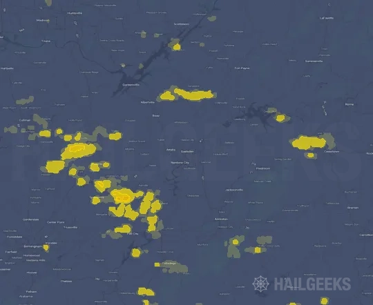 Hail map for Gadsden, AL
