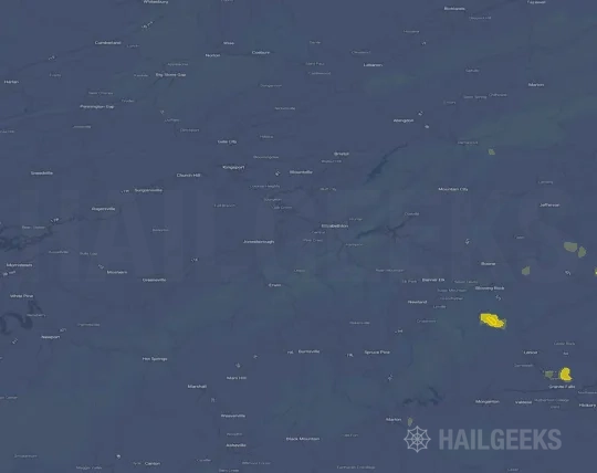 Hail map for Johnson City, TN