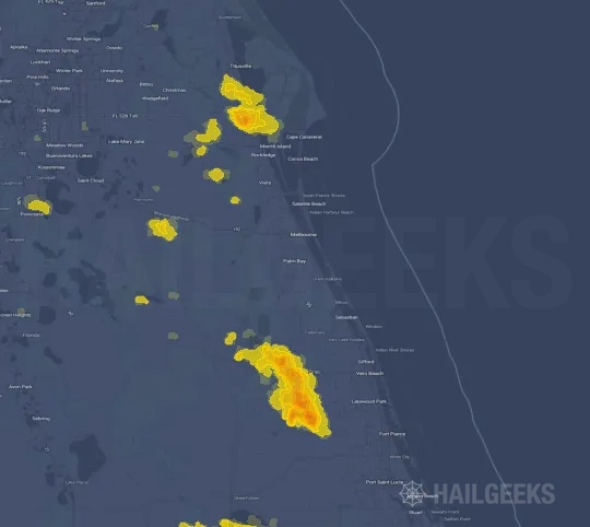 Hail map for Palm Bay, FL