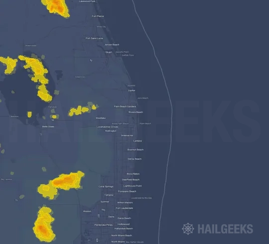 Hail map for West Palm Beach, FL