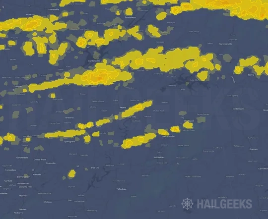 Hail map for Gadsden, AL