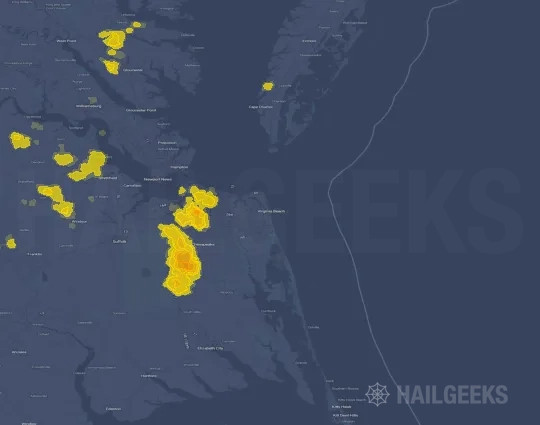 Hail map for Virginia Beach, VA