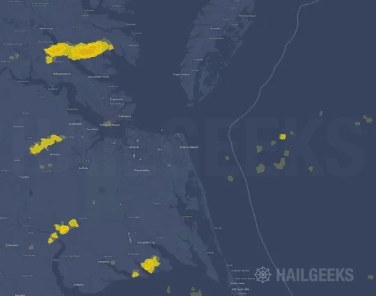 Hail map for Virginia Beach, VA