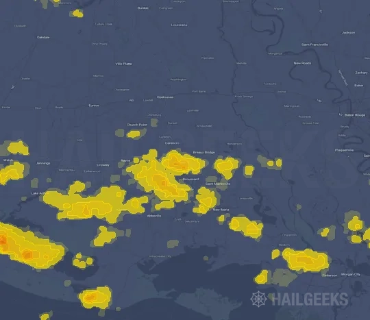 Hail map for Lafayette, LA