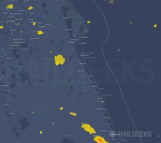 Hail map for Palm Bay, FL