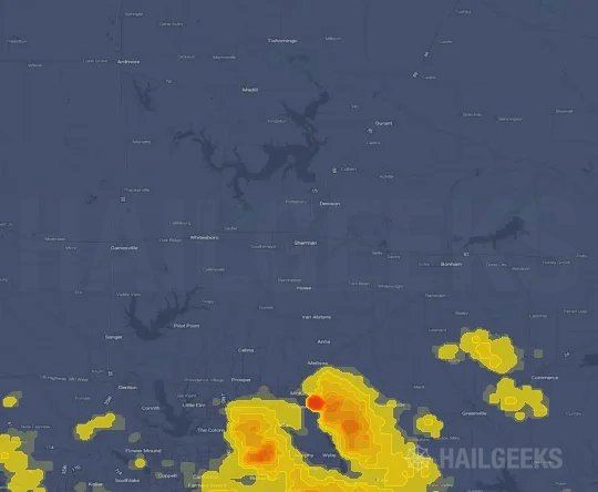 Hail map for Sherman, TX