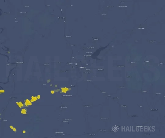 Hail map for Jackson, MS