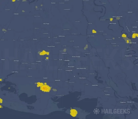 Hail map for Lafayette, LA