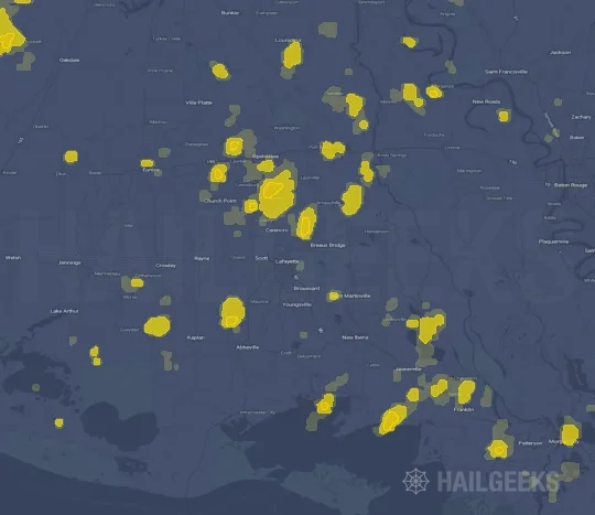 Hail map for Lafayette, LA