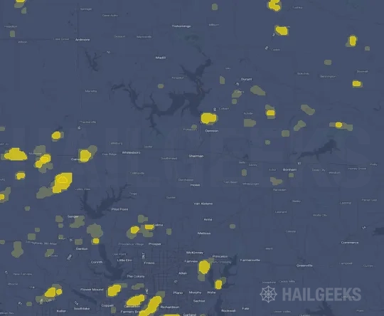 Hail map for Sherman, TX