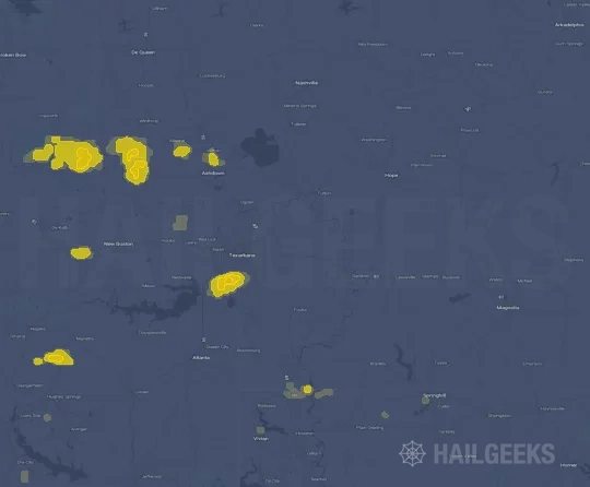 Hail map for Texarkana, AR
