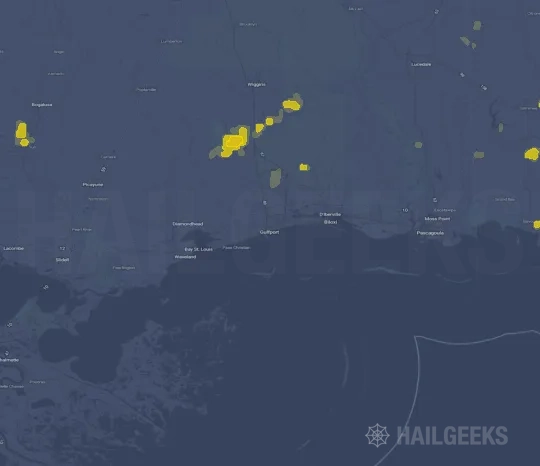 Hail map for Gulfport, MS