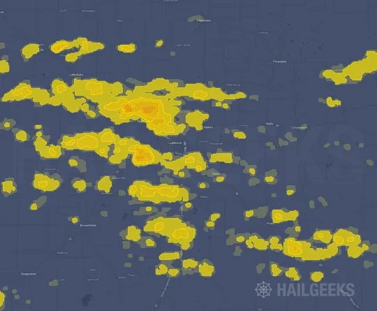 Hail map for Lubbock, TX