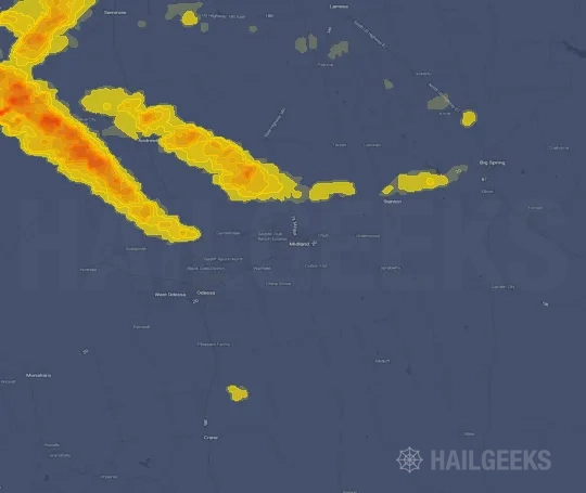 Hail map for Midland, TX