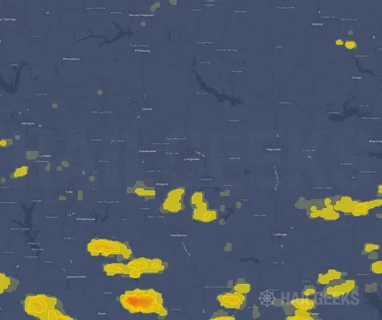 Hail map for Longview, TX