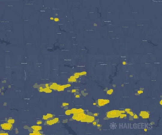 Hail map for Shreveport, LA