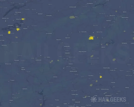 Hail map for Asheville, NC
