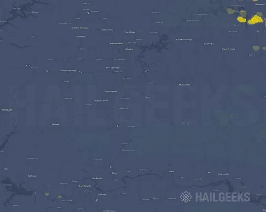 Hail map for Fayetteville, AR on Jun 7, 2024