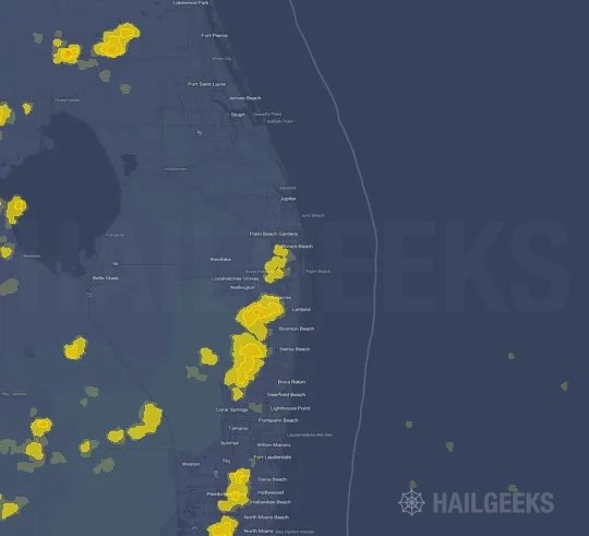 Hail map for West Palm Beach, FL