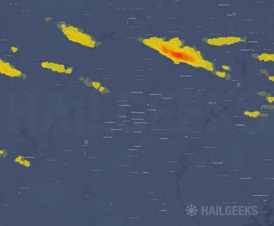 Hail map for Birmingham, AL